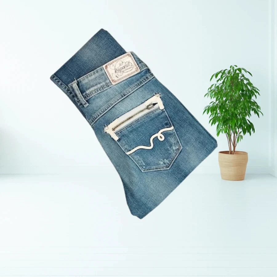 Kaporal suede model jeans - slim fit destroy - low waist - stretchy - light blue - Size 36 – photo 10